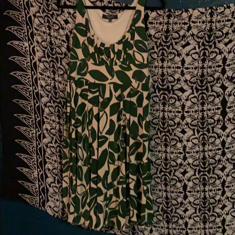 Nine West Green and White leaf dress